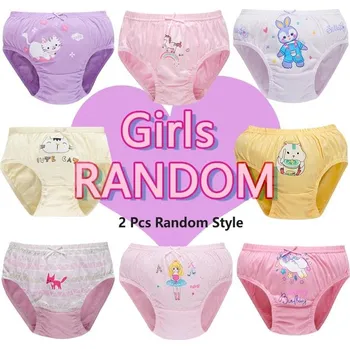 SADA 2 KS bavlněných dívčích kalhotek (2-14 let) Barva: 2Pcs Random Briefs, Velikost: 60 (2-3 roky)