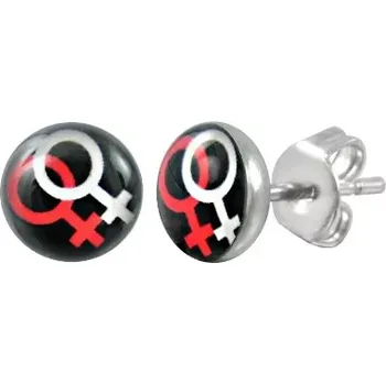 Náušnice Černé náušnice z oceli 316L - symbol GAY PRIDE - žena