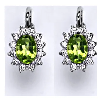 Náušnice Zlaté náušnice Kate, přírodní olivín, bílé zlato, náušnice ze zlata, šperky s olivínem, NK 1480