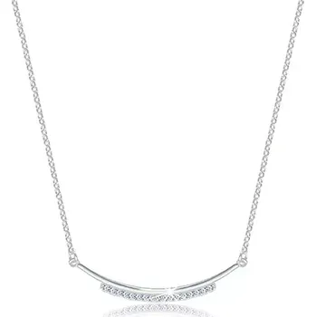 Náhrdelník Stříbrný 925 lesklý náhrdelník - zaoblená kontura zdobená zirkonovou linií