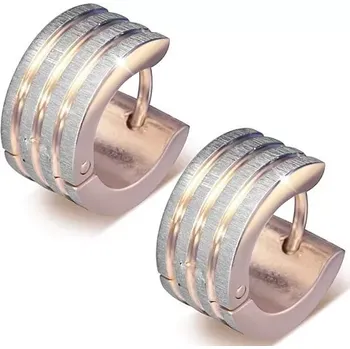 Náušnice Náušnice z oceli 316L měděné barvy, svislé pásy s drsným povrchem