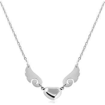 Náhrdelník Náhrdelník stříbrné barvy, ocel 316L, lesklé srdíčko s andělskými křídly