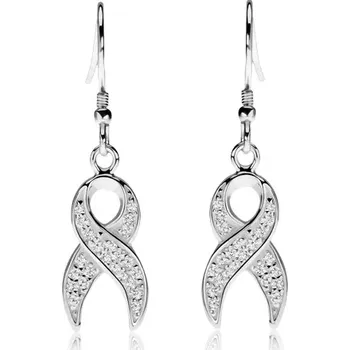 Náušnice Stříbrné náušnice 925, stužky s překříženými konci, čiré zirkonky