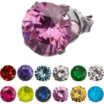 Náušnice Stříbrné puzetové náušnice 925 - měsíční kámen - Barva: Světle fialová