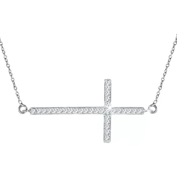 Náhrdelník Náhrdelník ze stříbra 925 - čirý zirkonový kříž na jemném řetízku