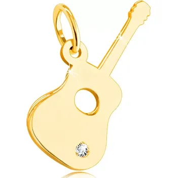 Přívěsek Přívěsek ze 14K žlutého zlata - kytara s čirým zirkonem ve spodní části