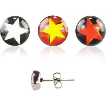 Náušnice Náušnice z oceli - hvězda - Barva: Červeno - žlutá