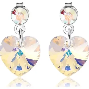 Náušnice Stříbrné náušnice 925, srdíčkovitý krystal Swarovski ve žlutém odstínu
