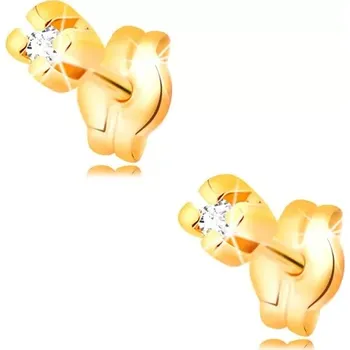 Náušnice Náušnice ve žlutém 14K zlatě - kulatý briliant čiré barvy, 1,25 mm