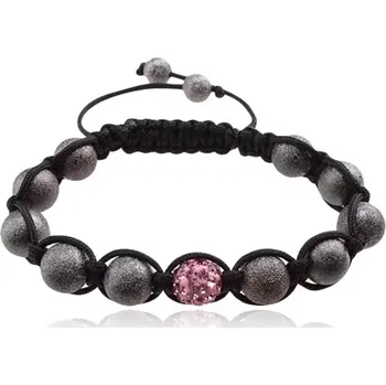 Náramek Shamballa náramek, růžová zirkonová kulička, šedé korálky