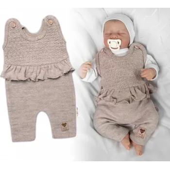 Pletené láclové kalhoty Girl s volánkem, Baby Nellys, béžové, Velikost koj. oblečení 56 (1-2m)