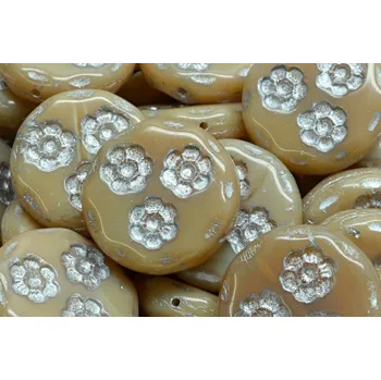 Korálek Korálky mince s kvítky 3057 (21 mm)