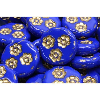 Korálek Korálky mince s kvítky 3036 (21 mm)