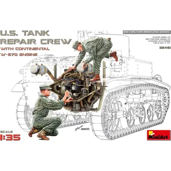Plastikový model 1:35 US Tank Repair Crew w/ Continental W-670 Engine