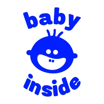 Samolepicí dekorace na vozidlo Baby inside 002 levá dva zuby na palubě (19 - modrá dynamic) SAMOLEPKA NA AUTO, NÁLEPKA, FÓLIE, POLEP, TUNING, VLASTNÍ TEXT, TISK, AUTOSAMOLEPKY.cz, POLEPY, OBRÁZEK, LOGO, 3D STICKERS