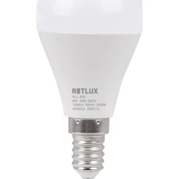 Žárovka RLL 635 G45 E14 miniG 8W WW D RETLUX