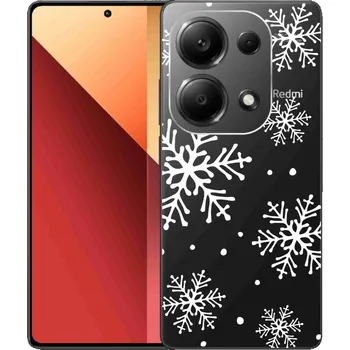 Pouzdro na mobilní telefon Gelový kryt mmCase na Xiaomi Redmi Note 13 Pro 4G/Poco M6 Pro - bílé vločky na průhledném pozadí