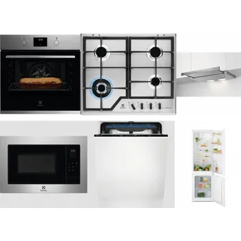 Set domácích spotřebičů ELECTROLUX KOFGH70TX + ELECTROLUX KGS64362XX + ELECTROLUX LFP326S + ELECTROLUX EMS4253TEX + ELECTROLUX EES48200L + ELECTROLUX LND5FE18S
