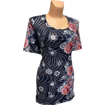 Dámská tunika společenské halenky, Barva Tmavě modrá, Velikost XXXL56, Materiál 98% Polyester 2% Lycra