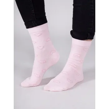 Ponožky YO SKA0129G růžové s růžovými srdíčky velikosti ponožek: 15-17 (EUR vel. 23-26)