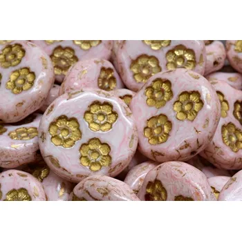 Korálek Korálky mince s kvítky 3053 (21 mm)