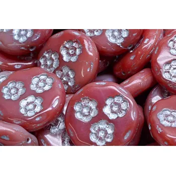 Korálek Korálky mince s kvítky 3055 (21 mm)