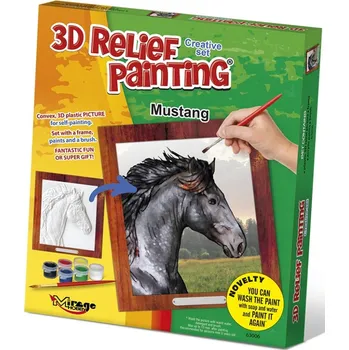 omalovánky 3D reliéfní obrázek 19x21cm Kůň - Mustang