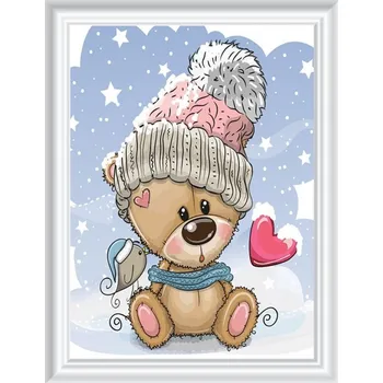 Diamantové malování Diamantové malování 20x29cm MEDVÍDEK V ZIMĚ