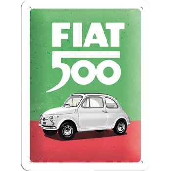 Plechová cedule Nostalgic Art Plechová cedule Fiat 500 Italské barvy 15 cm x 20 cm