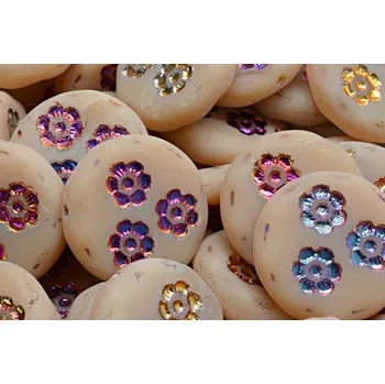 Korálek Korálky mince s kvítky 3052 (21 mm)