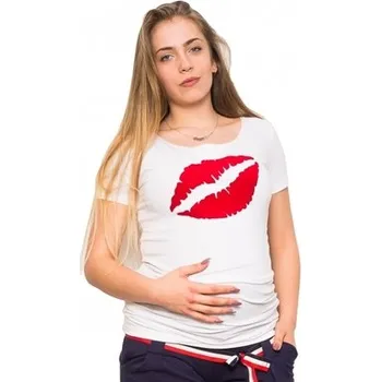 Těhotenská móda Be MaaMaa Těhotenské triko/halenka Ústa - bílá, vel. L; L (40)