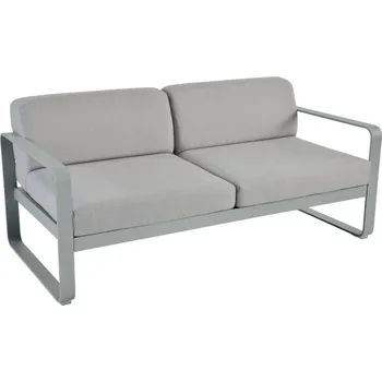 Zahradní pohovka Šedá čalouněná zahradní pohovka Fermob Bellevie 160 cm s popelavě šedou podnoží