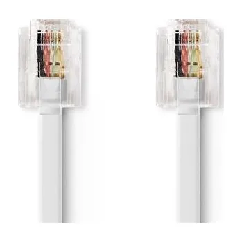 Kabel Nedis TCGB90200WT100 - Telefonní Kabel| RJ11 Zástrčka - RJ11 Zástrčka | Plochý | 10 m | Bílá