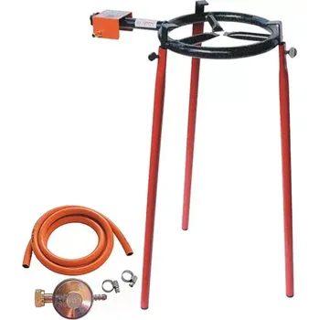 Pánev Hořák M30 Paella 30 cm jeden okruh s připojením a trubkový stojan (ideální souprava pro grilování a vaření nejen pod širým nebem)