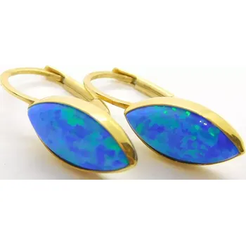 Náušnice Klenoty Budín Dámské klasické mohutné náušnice s modrými opály 585/2,00gr HK2244 (Klenoty Budín Dámské klasické mohutné náušnice s modrými opály 585/2,00gr HK2244)