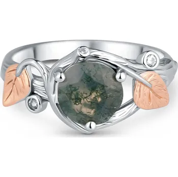 Prsten Olivie Stříbrný prsten MECHOVÝ ACHÁT 7376 Velikost prstenů: 5 (EU: 49-50) Ag 925; ≤3,3 g.