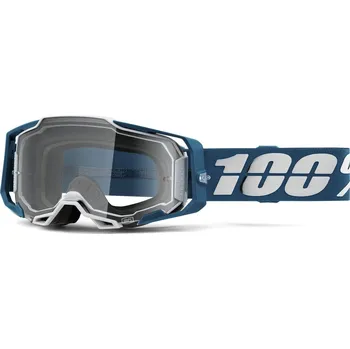Motocyklové brýle 100% ARMEGA Albar modro-bílé (čiré plexi)