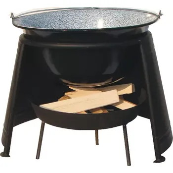 Outdoor vaření Set závětří plamene 29, kotlík smaltovaný 8 L a ohniště (ohniště, chránič plamene se smaltovaným kotlíkem na guláš)