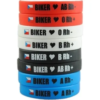 Náramek RSA Moto náramek Biker s krevní skupinou AB RH- bílá