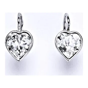 Náušnice Stříbrné náušnice srdíčka Swarovski čiré - NK1396 (Stříbrné náušnice srdíčka Swarovski)