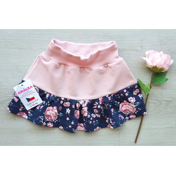 Dívčí šaty AMÁLKA Sukýnka s volánem, tmavé květy Velikost: 92-98