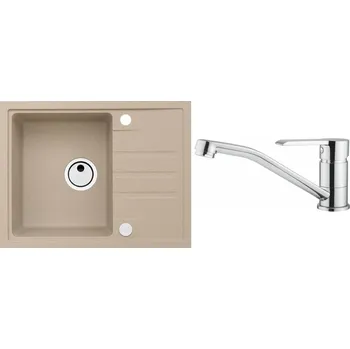 Granitový dřez Alveus Set Intermezzo 30 Granitový dřez s odkapem 620x480 mm + baterie Ruta, béžová, SETA363