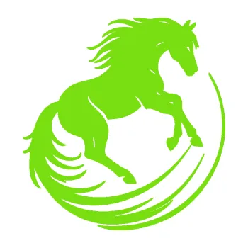 Samolepící dekorace Kůň 107 pravá v kruhu (04 - zelená kawasaki) SAMOLEPKA NA AUTO, NÁLEPKA, FÓLIE, POLEP, TUNING, VLASTNÍ TEXT, TISK, AUTOSAMOLEPKY.cz, POLEPY, OBRÁZEK, LOGO, 3D STICKERS