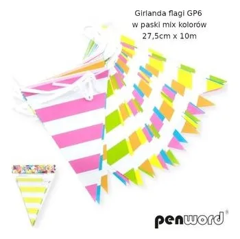 Set školních potřeb Girlanda flagi w paski mix kolorów 27.5cmx10m