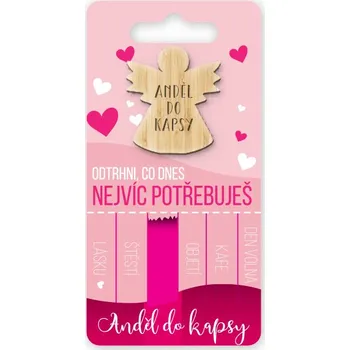 Žertovný předmět Anděl do kapsy Odtrhni, co dnes nejvíc potřebuješ