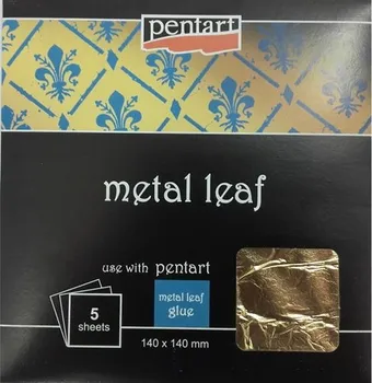 Pentart Metalické plátky 140 x 140 mm 5 ks zlaté