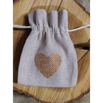 Dárková taška Dárkový pytlík 11x13 cm se srdíčkem barva režná světlá č.2