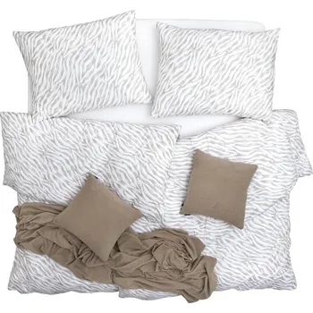 Bytový textil SCANquilt povlečení JERSEY zebra bílobéžová 140 x 200/70 x 90 cm