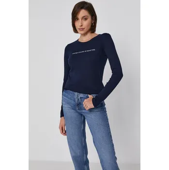 Bavlněné tričko s dlouhým rukávem United Colors of Benetton 3GA2E16G0.016 námořnická modř 59X, vel. S