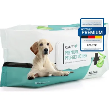 Kosmetika pro psa REAVET Prémiové pečující ubrousky s Aloe Vera (různé velikosti) Velikost balení: 1 x 100 kusů